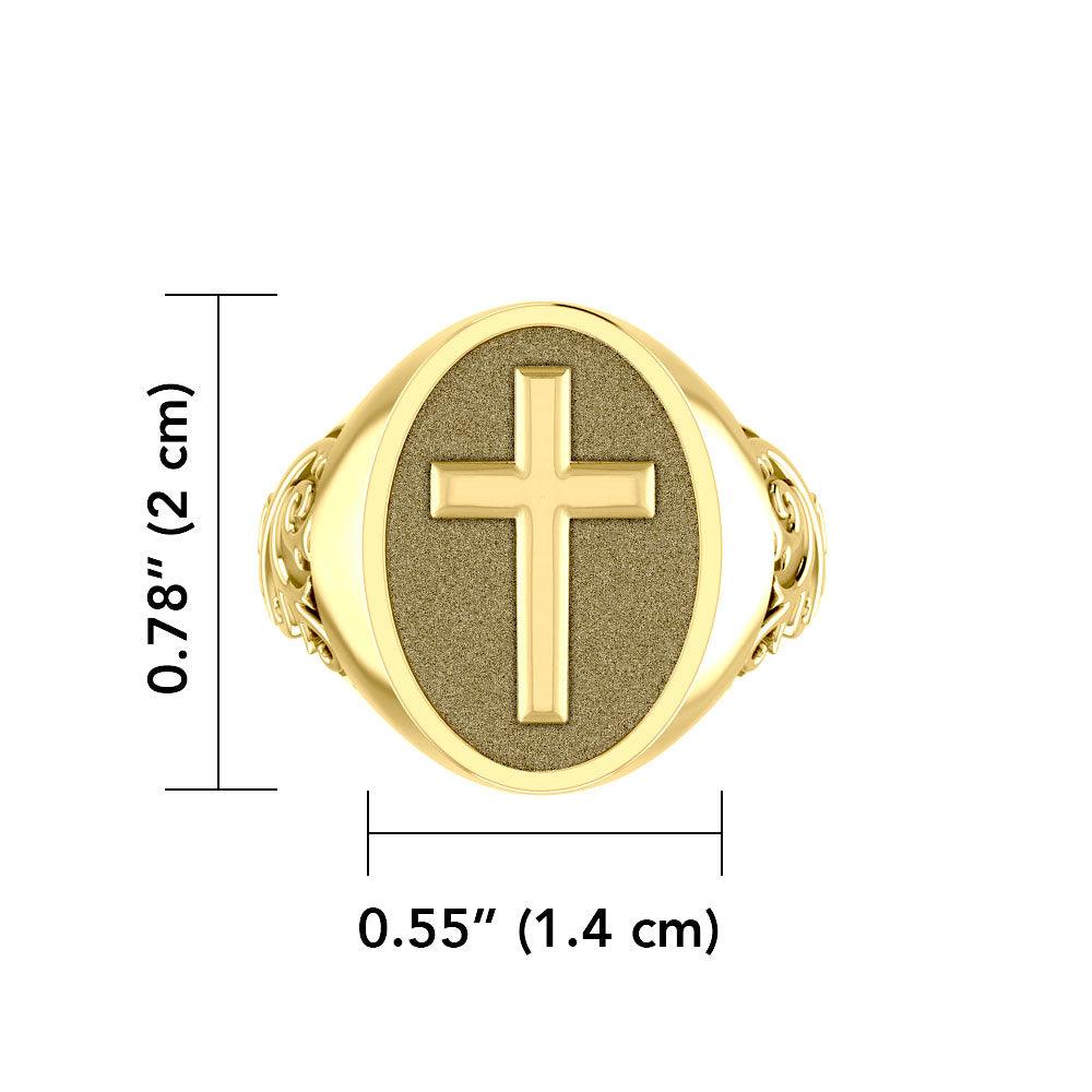 Modern Cross Solid Gold Signet Men Ring GRI1963 - Jewelry