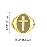 Modern Cross Solid Gold Signet Men Ring GRI1963 - Jewelry