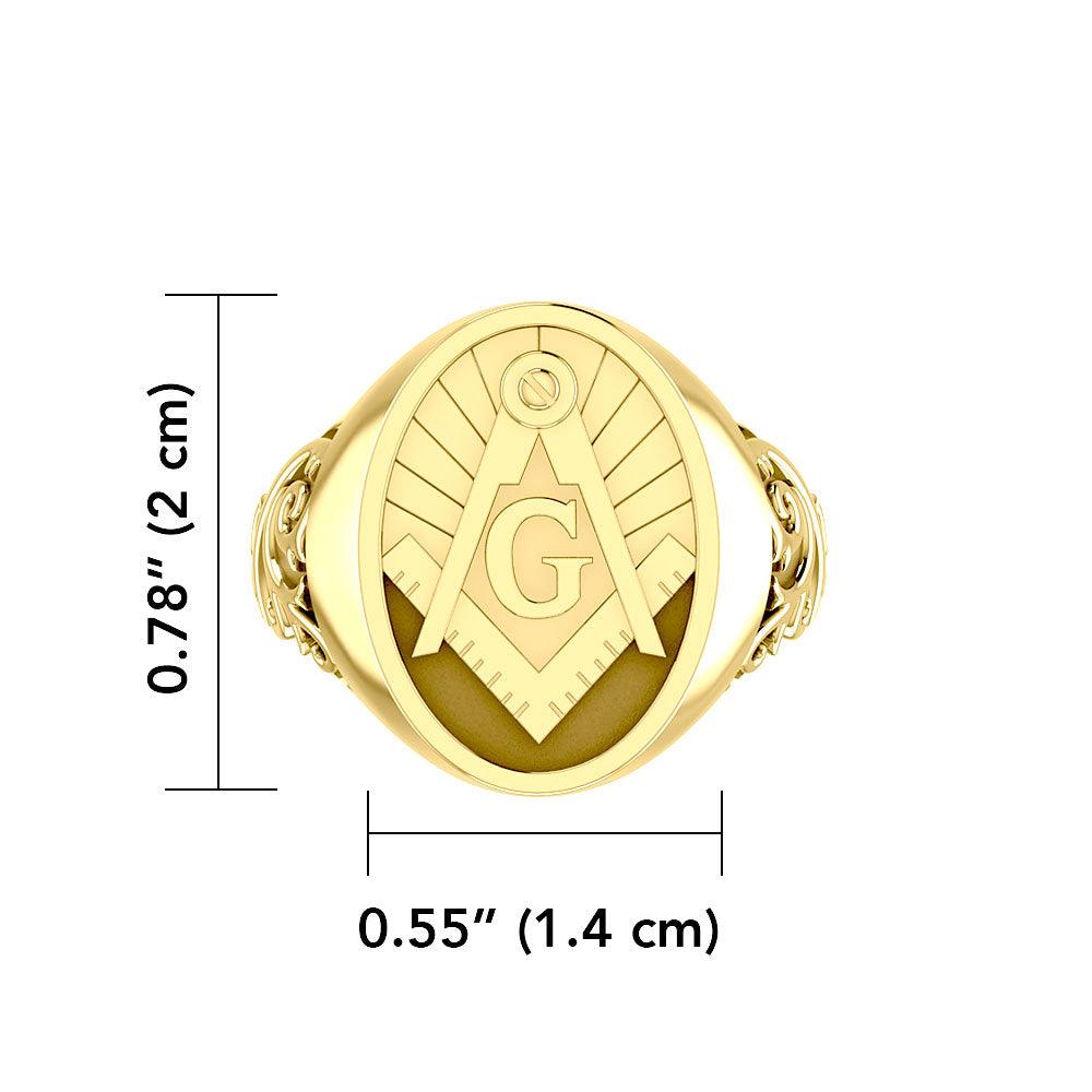 Masonic Solid Gold Signet Men Ring GRI1970 - Jewelry