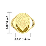 Masonic Solid Gold Signet Men Ring GRI1970 - Jewelry