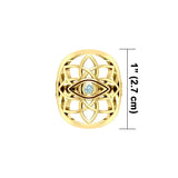 Flower of Life Eye Solid 14K Gold Ring with Gem GRI2168 - Jewelry