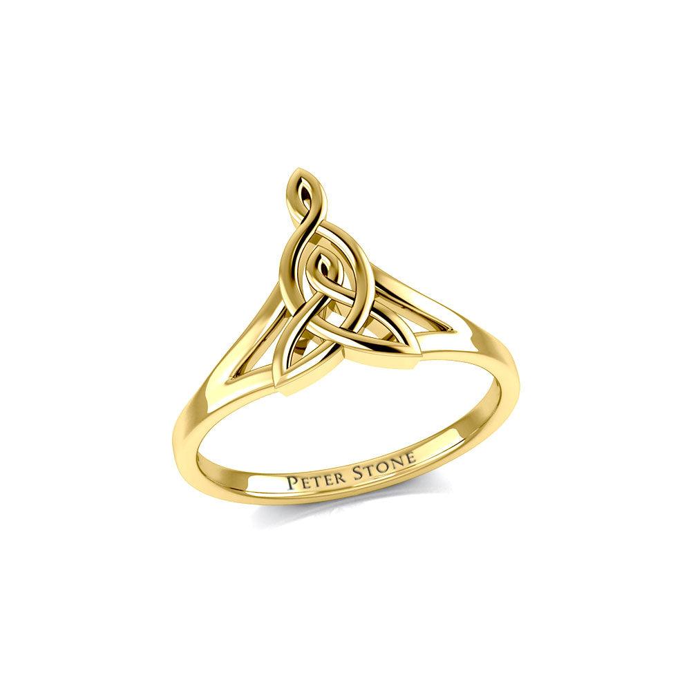 Celtic Motherhood Triquetra or Trinity Knot 14 K Solid Gold Ring GRI2262 - Jewelry