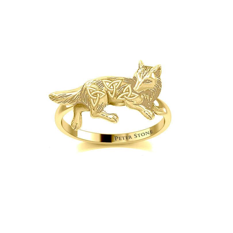 Celtic Wolf 14K Solid Gold Ring GRI2276 - Jewelry