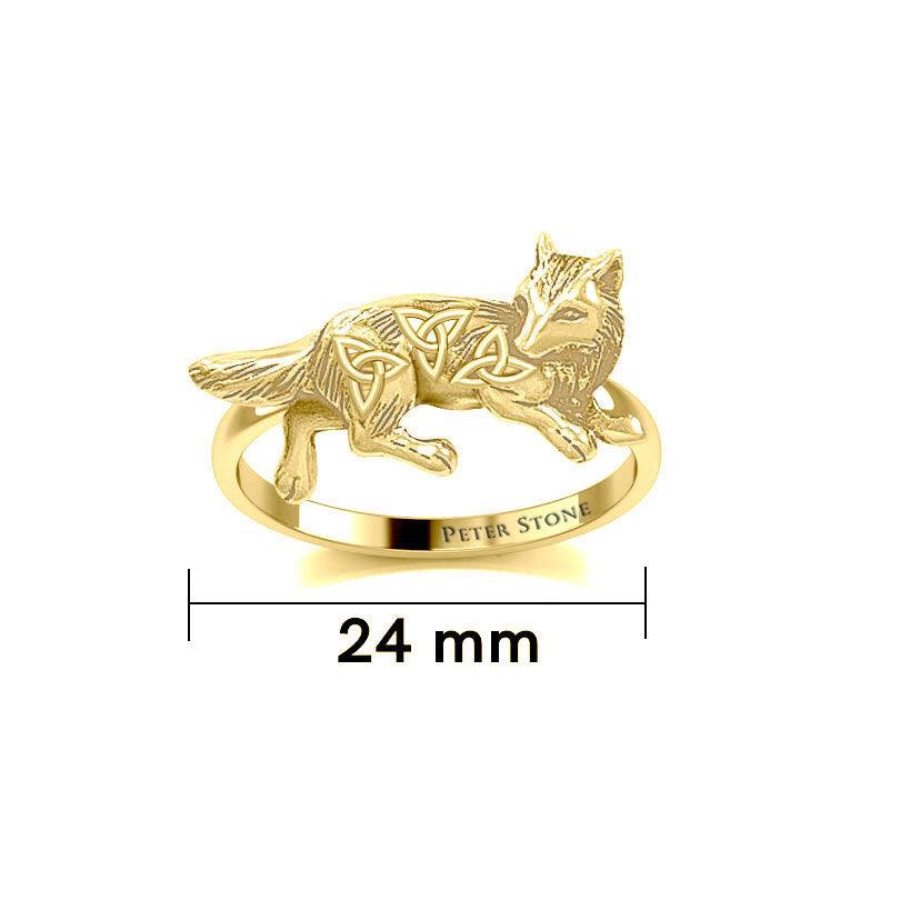 Celtic Wolf 14K Solid Gold Ring GRI2276 - Jewelry