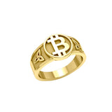 Celtic Bitcoin 14 K Solid Gold Ring GRI2281 - Jewelry