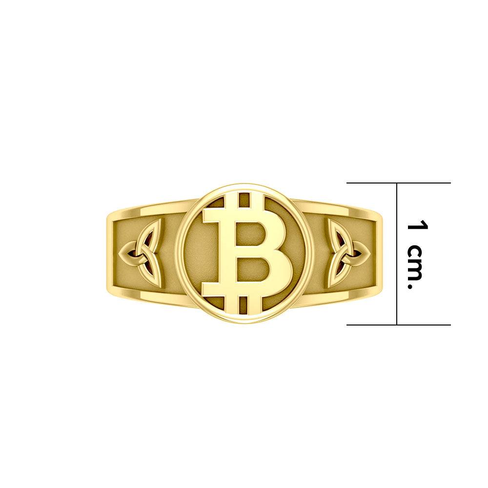 Celtic Bitcoin 14 K Solid Gold Ring GRI2281 - Jewelry
