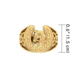 Celtic , Horse and Horseshoe 14 K Solid Gold Ring GRI2286 - Jewelry