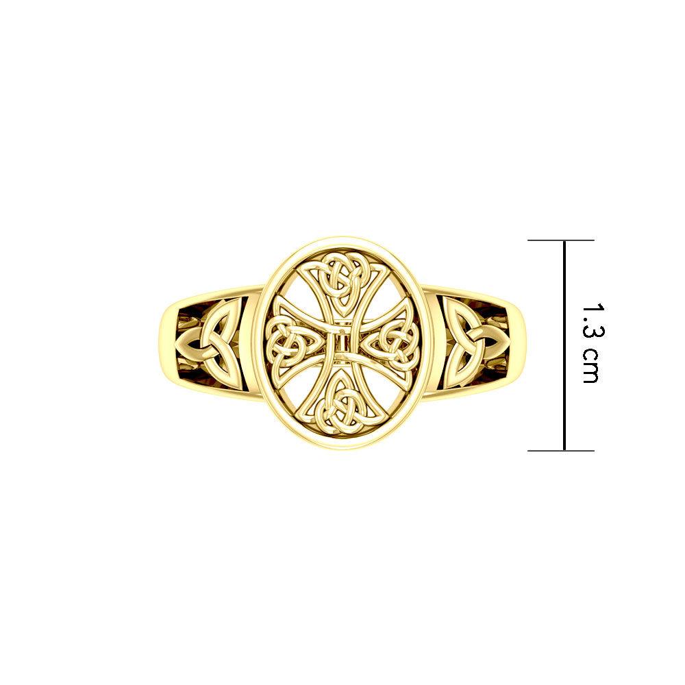 Celtic Cross 14 K Solid Gold Ring GRI2292 - Jewelry