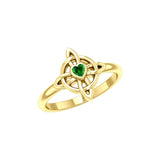 Celtic Four Point Knot 14K Gold Ring With Heart Gemstone GRI2307 - Jewelry