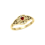Celtic Knotwork Heart Solid Gold Ring With Heart Gemstone GRI2310 - Jewelry