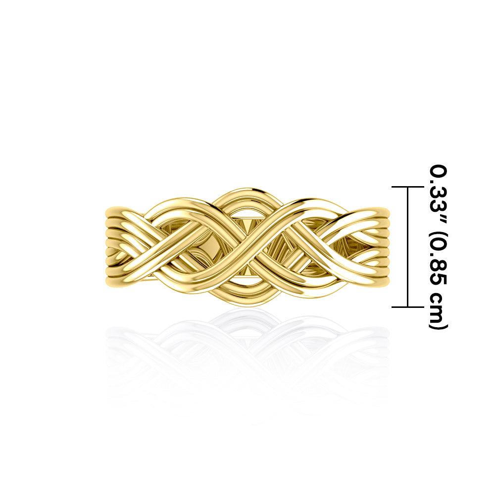Banded Celtic Knotwork 14K Solid Gold Ring GSM226-14K - Jewelry