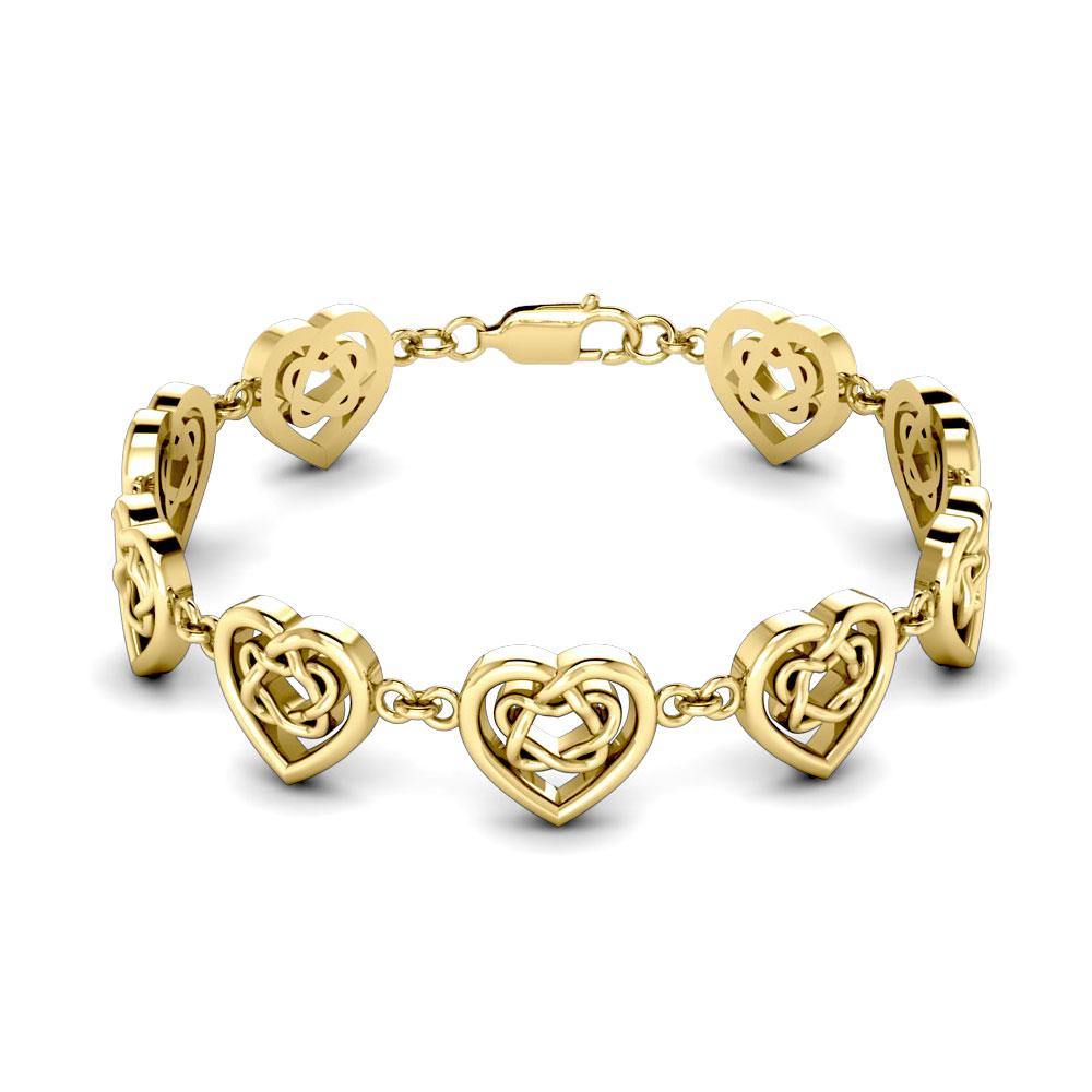 Celtic Knotwork and Hearts 14 Karat Solid Gold Bracelet GTBG737 - Jewelry