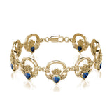 Solid Gold Irish Claddagh Bracelet with Stone Inlay GTBG738 - Jewelry