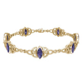 Solid Gold Celtic Trinity Knot with Gemstone Link Bracelet GTBG740