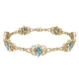 Solid Gold Celtic Trinity Knot with Gemstone Link Bracelet GTBG740 - Jewelry