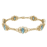 Solid Gold Celtic Trinity Knot with Gemstone Link Bracelet GTBG740 - Jewelry