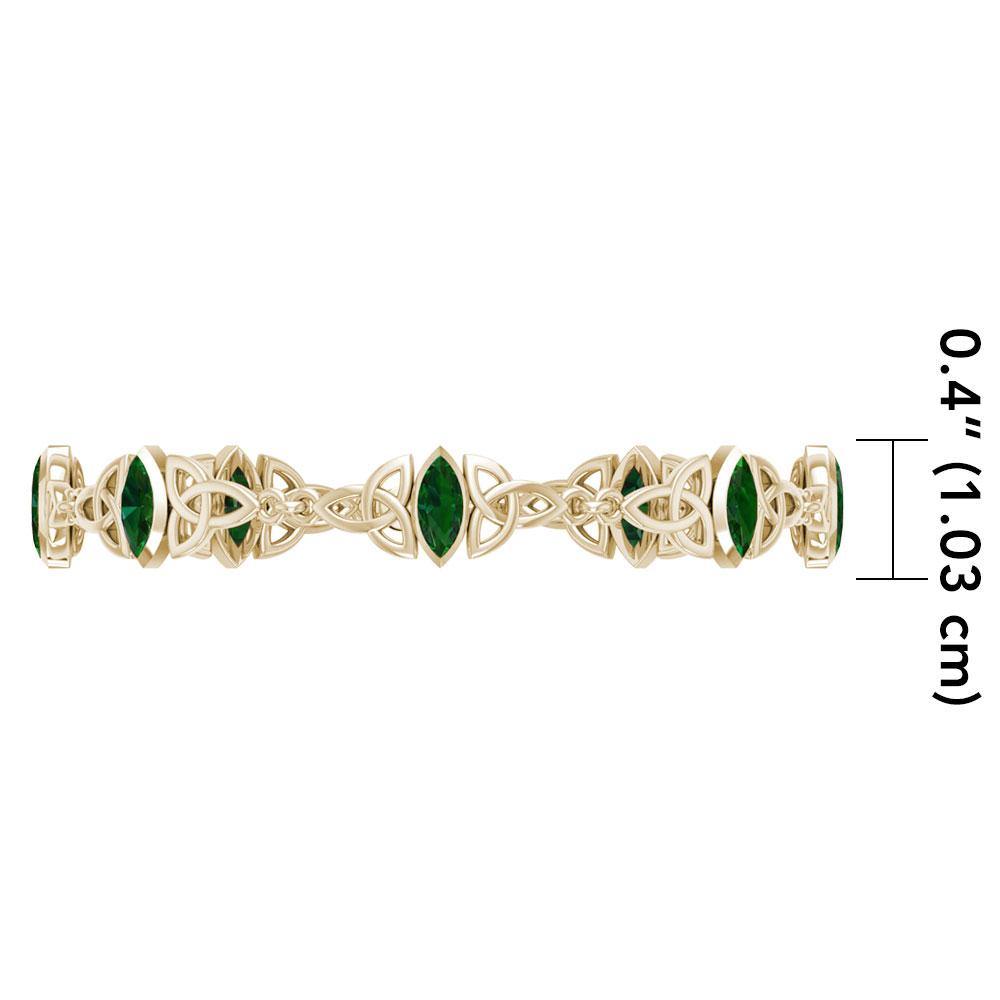 Solid Gold Celtic Trinity Knot with Gemstone Link Bracelet GTBG740 - Jewelry