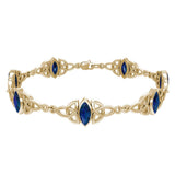 Solid Gold Celtic Trinity Knot with Gemstone Link Bracelet GTBG740 - Jewelry