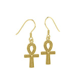 Ankh Spiritual Solid Gold Earrings GTE1157 - Jewelry