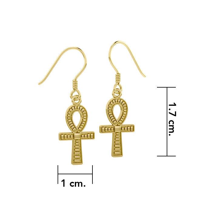Ankh Spiritual Solid Gold Earrings GTE1157 - Jewelry