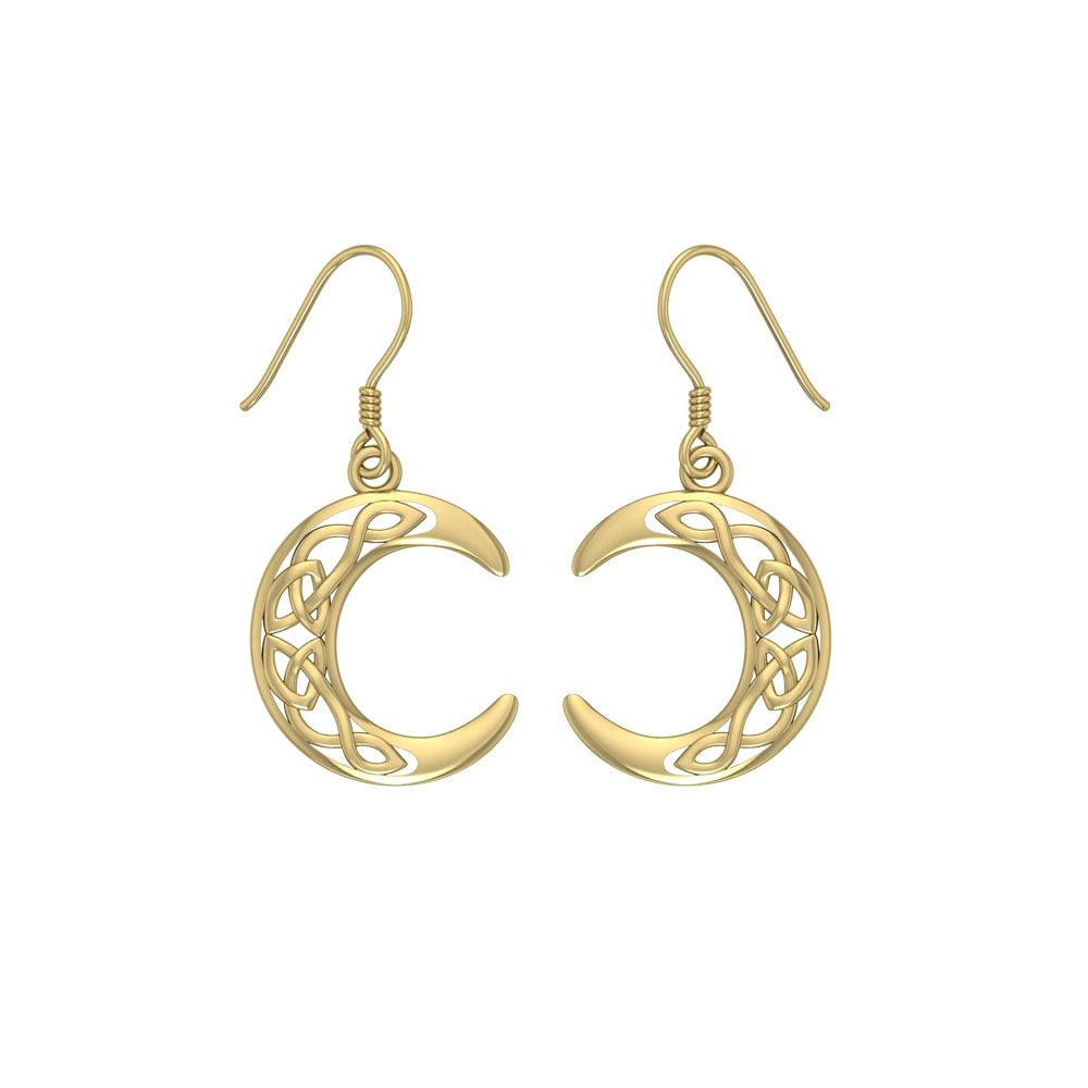 An inspirational guidance of the Crescent Moon ~ Sterling Solid Gold Dangle Earrings Jewelry GTE2007 - Jewelry