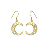 An inspirational guidance of the Crescent Moon ~ Sterling Solid Gold Dangle Earrings Jewelry GTE2007 - Jewelry