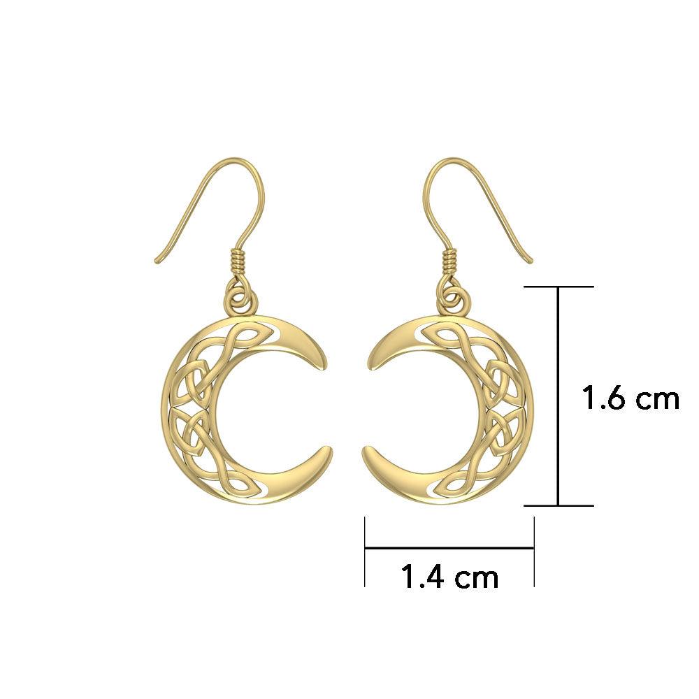 An inspirational guidance of the Crescent Moon ~ Sterling Solid Gold Dangle Earrings Jewelry GTE2007 - Jewelry