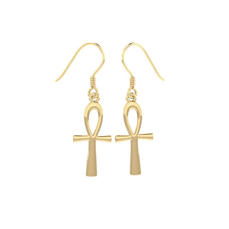 Ankh Solid Gold Earrings GTE2039 - Jewelry