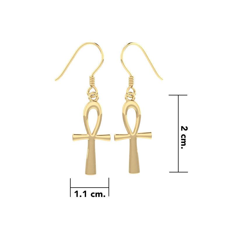 Ankh Solid Gold Earrings GTE2039 - Jewelry