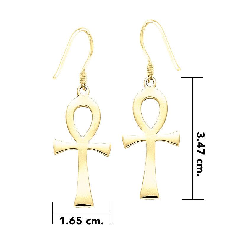 Large Ankh Solid Gold Earrings GTE2040 - Jewelry