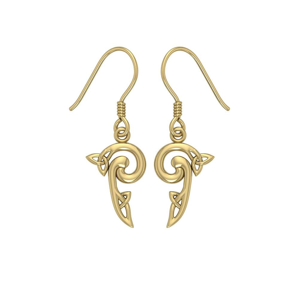 Celtic Triskele Solid Gold Earrings GTE2141 - Jewelry