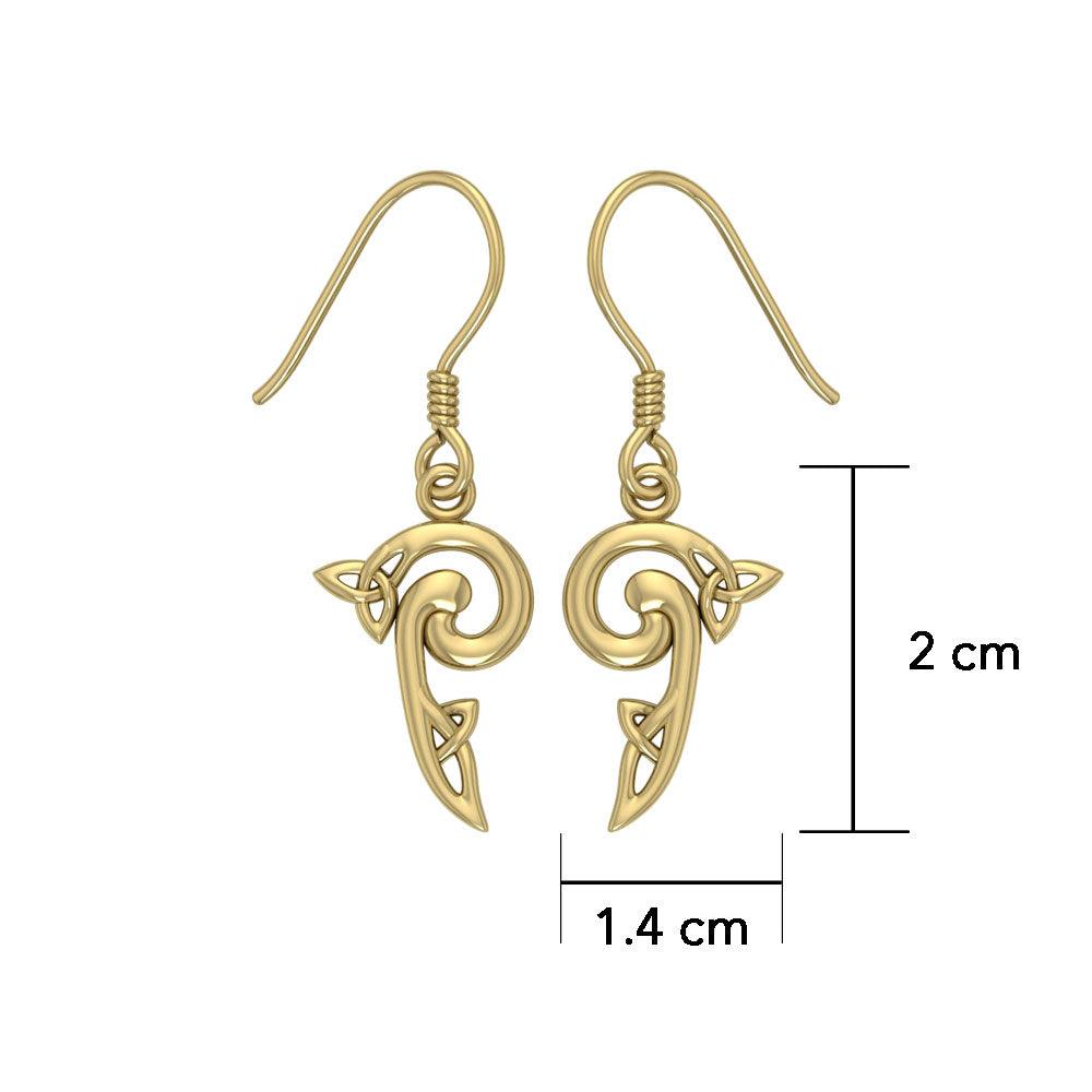 Celtic Triskele Solid Gold Earrings GTE2141 - Jewelry