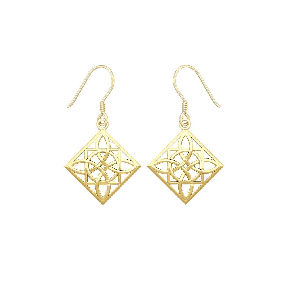 Celtic Knotwork Solid Gold Earrings GTE220 - Jewelry