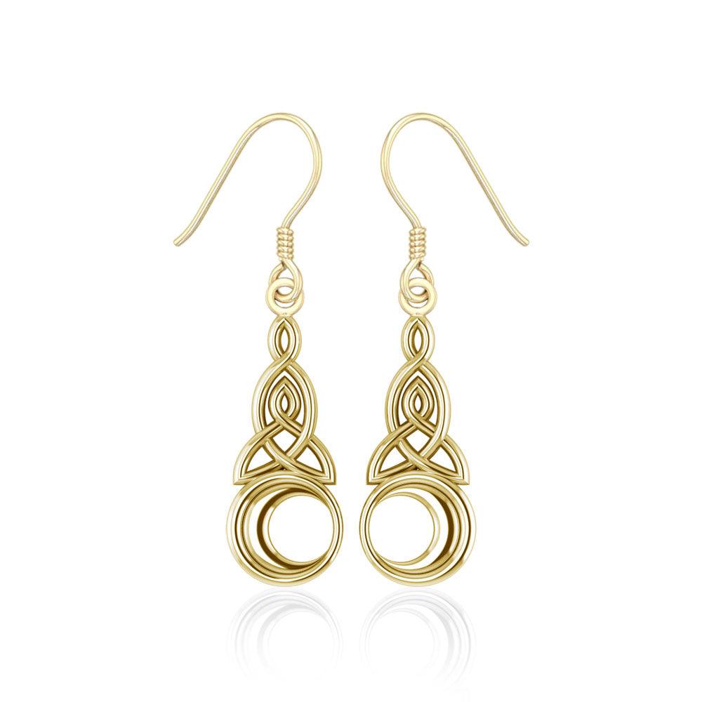 Celtic Triquetra and crescent moon Solid Gold Earrings GTE2565 - Jewelry