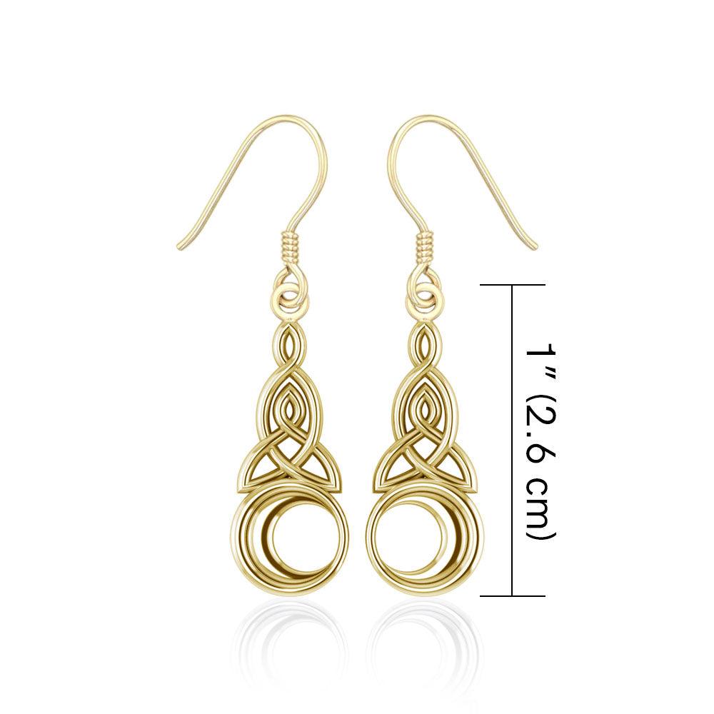Celtic Triquetra and crescent moon Solid Gold Earrings GTE2565 - Jewelry
