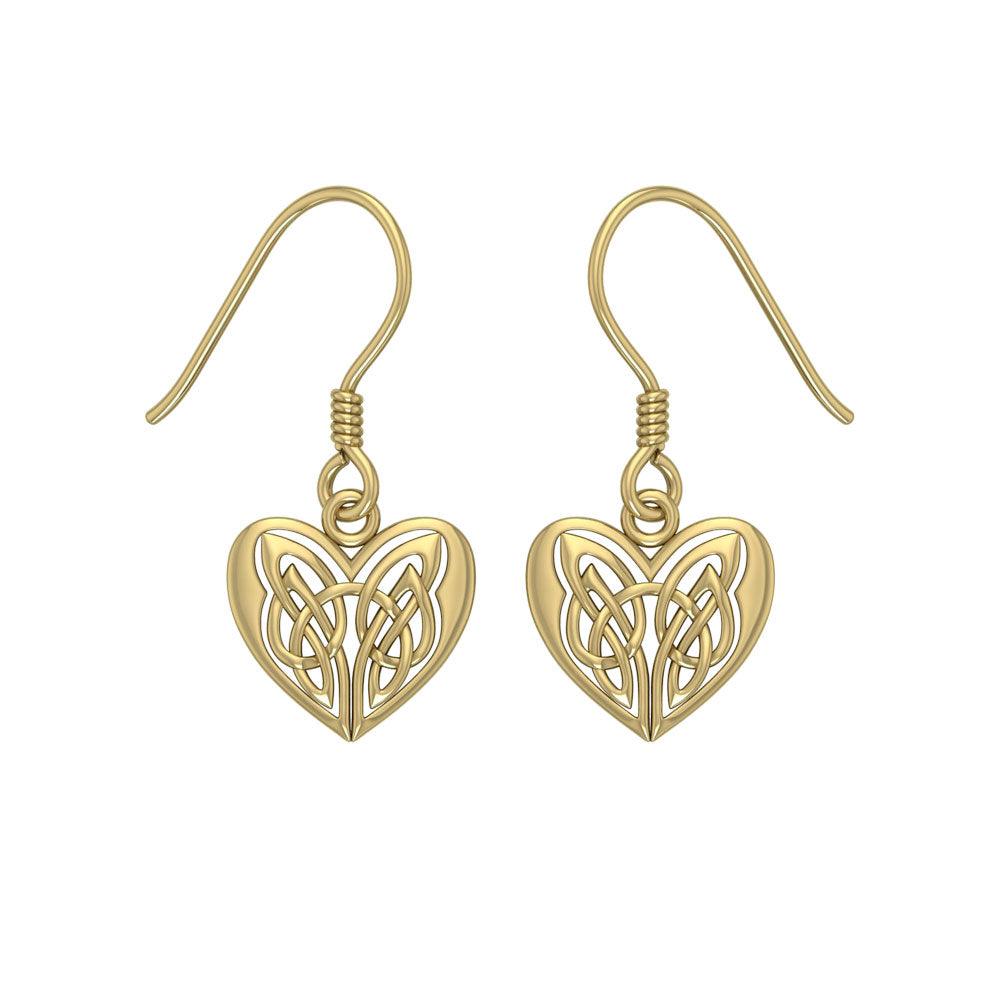 Eternal Heart Celtic Knots Solid Gold Earrings GTE2935 - Jewelry