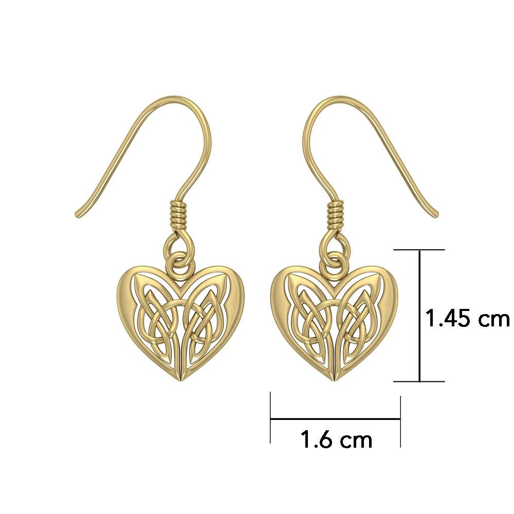 Eternal Heart Celtic Knots Solid Gold Earrings GTE2935 - Jewelry