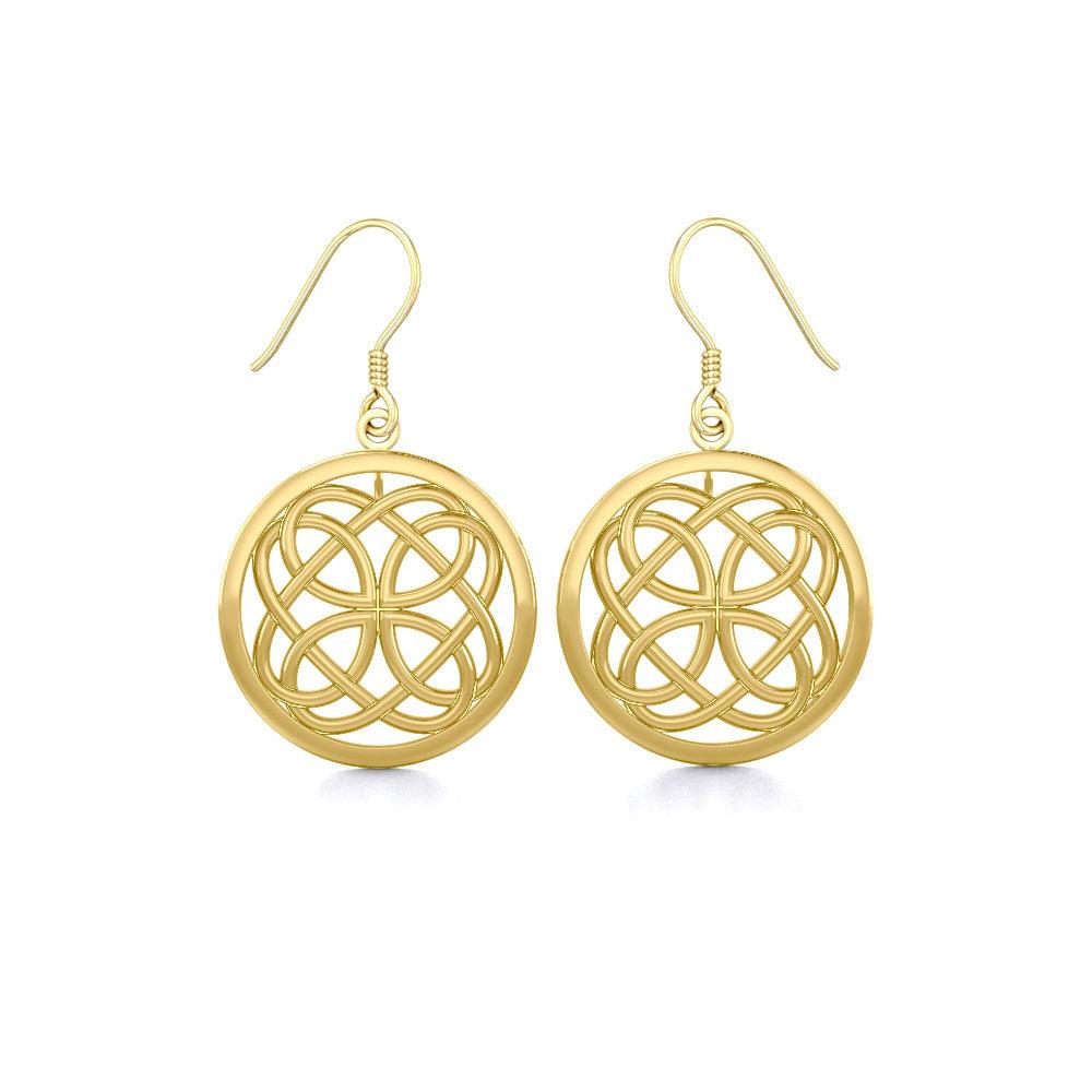 Celtic Knotwork Solid Gold Earrings GTE589 - Jewelry