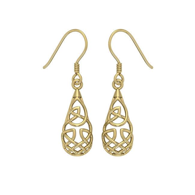 Celtic Knotwork Solid Gold Earrings GTE682 - Jewelry