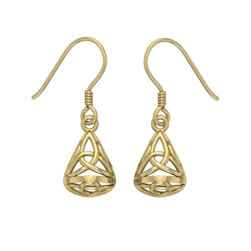 Celtic Knotwork Solid Gold Triquetra Filigree Earrings GTE683 - Jewelry