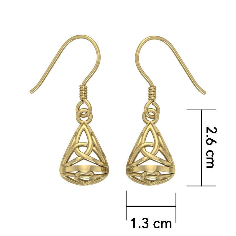 Celtic Knotwork Solid Gold Triquetra Filigree Earrings GTE683 - Jewelry