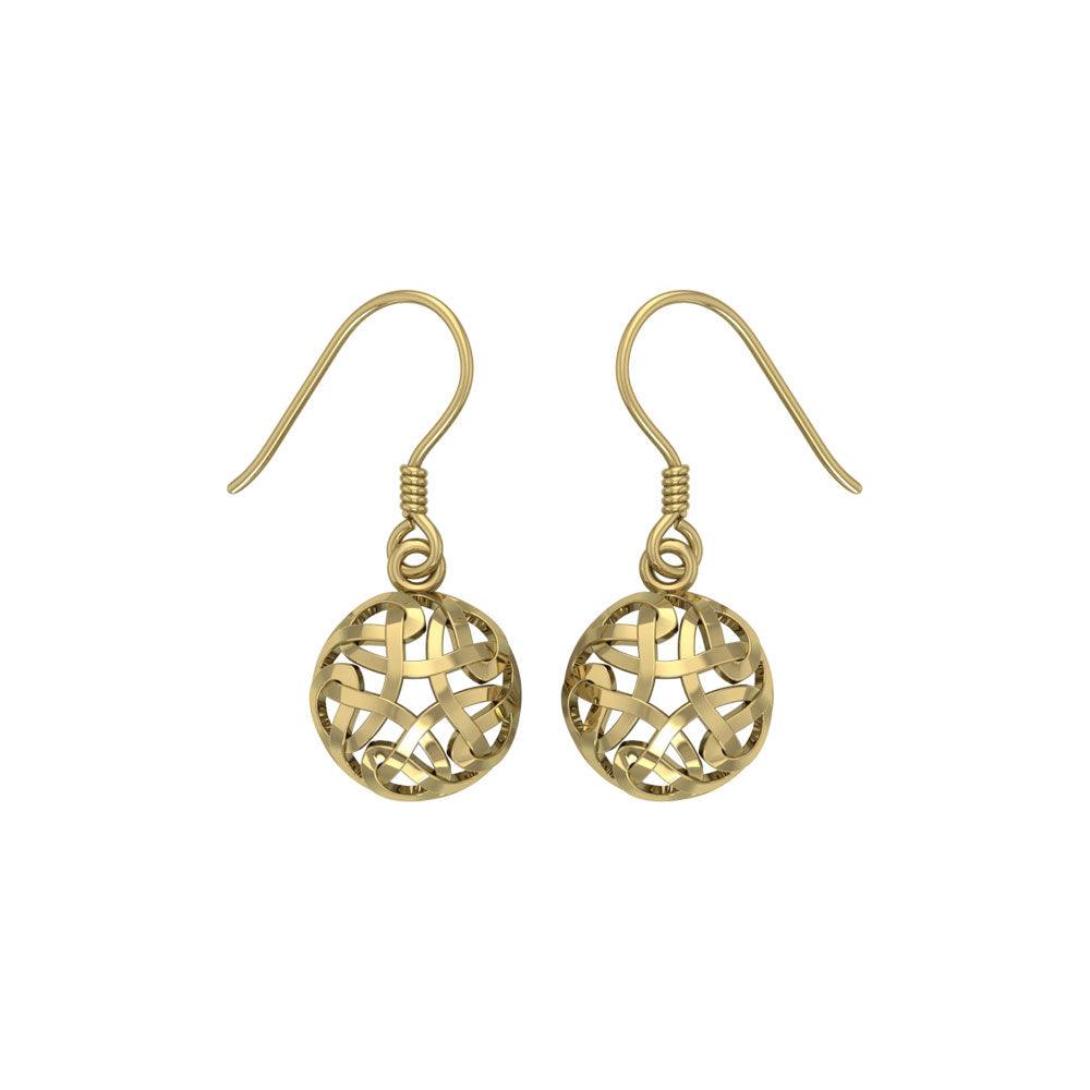 Celtic Knotwork Solid Gold Earrings GTE685 - Jewelry
