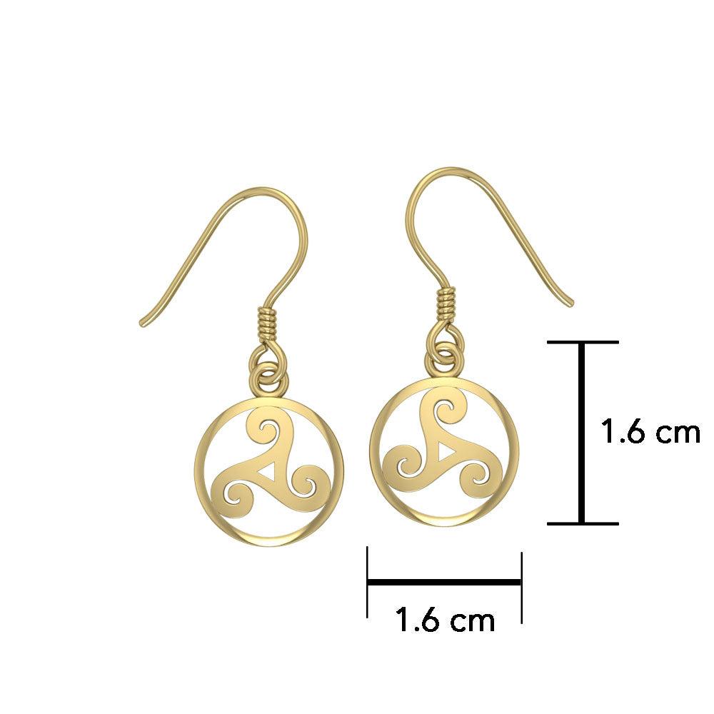 Celtic Threefold Solid Gold Earrings GTE854 - Jewelry