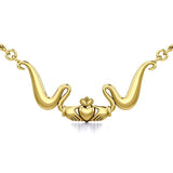 Modern Claddagh Solid Gold Necklace GTN057 - Jewelry