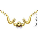 Modern Claddagh Solid Gold Necklace GTN057 - Jewelry