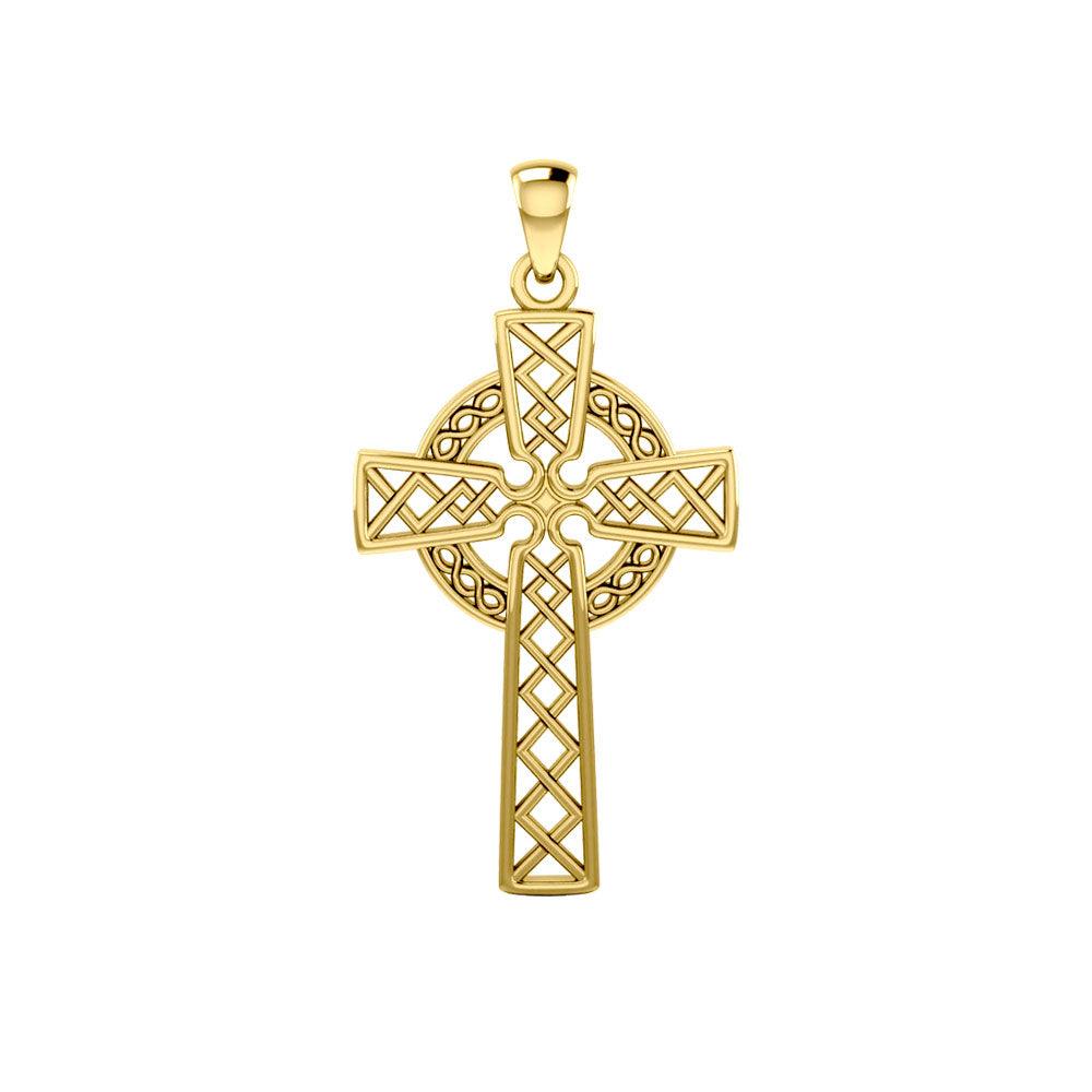 Modern Celtic Cross 14K Yellow Gold Pendant GTP1031 - Jewelry