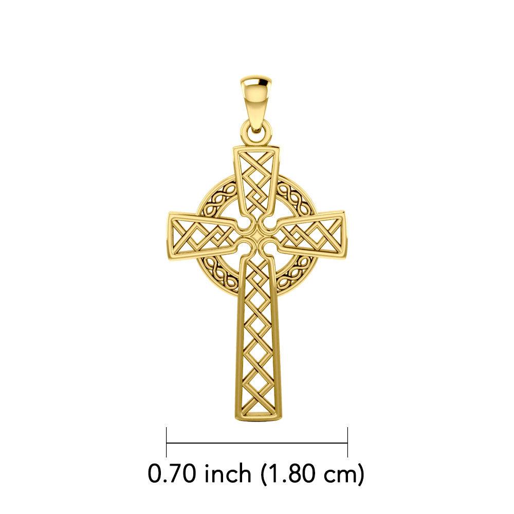 Modern Celtic Cross 14K Yellow Gold Pendant GTP1031 - Jewelry