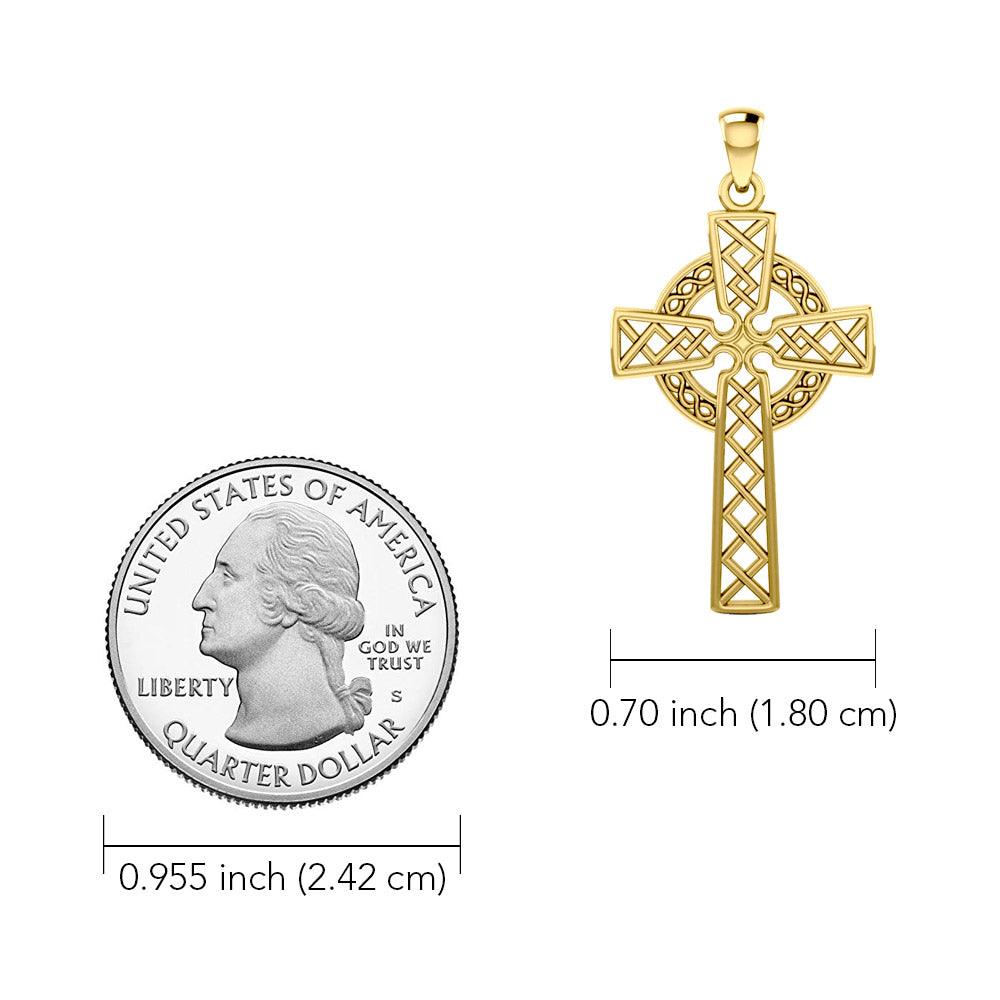 Modern Celtic Cross 14K Yellow Gold Pendant GTP1031 - Jewelry