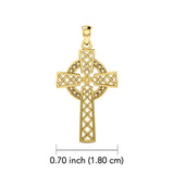 Modern Celtic Cross 14K Yellow Gold Pendant GTP1031 - Jewelry