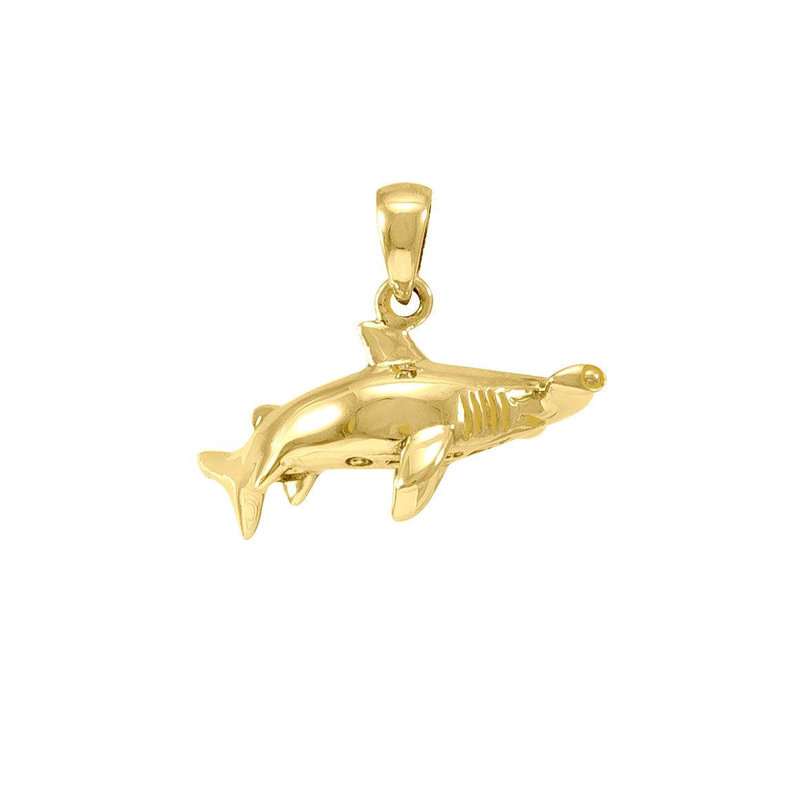 Take your energy to the wonderful sea ~ Sterling Solid Gold Jewelry Hammerhead Shark Pendant GTP1058 - Jewelry